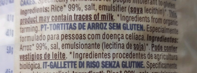 Foto da lista de ingredientes