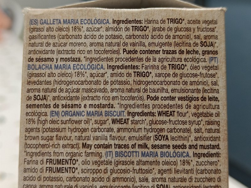 Foto da lista de ingredientes