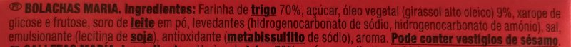 Foto da lista de ingredientes