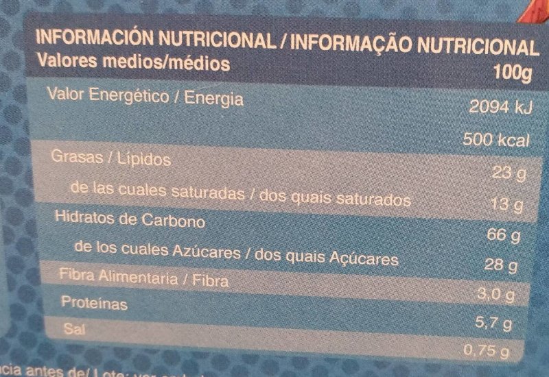 Foto da tabela nutricional