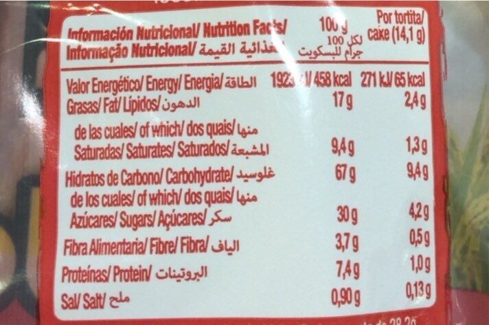 Foto da tabela nutricional