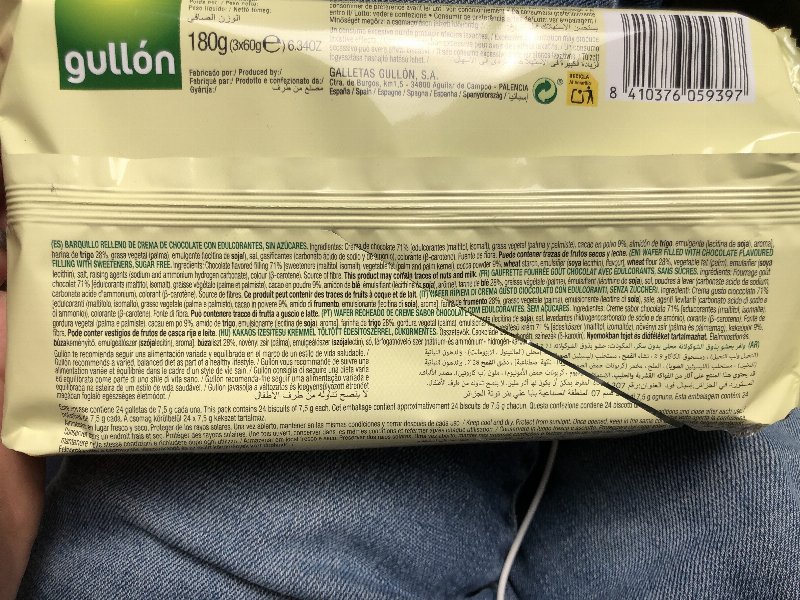 Foto da lista de ingredientes