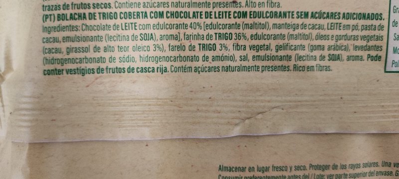 Foto da lista de ingredientes