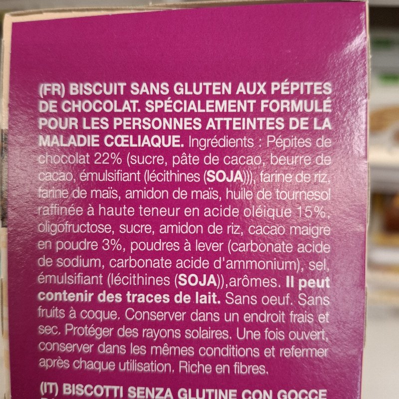 Foto da lista de ingredientes