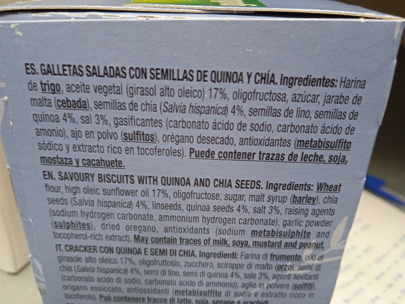 Foto da lista de ingredientes