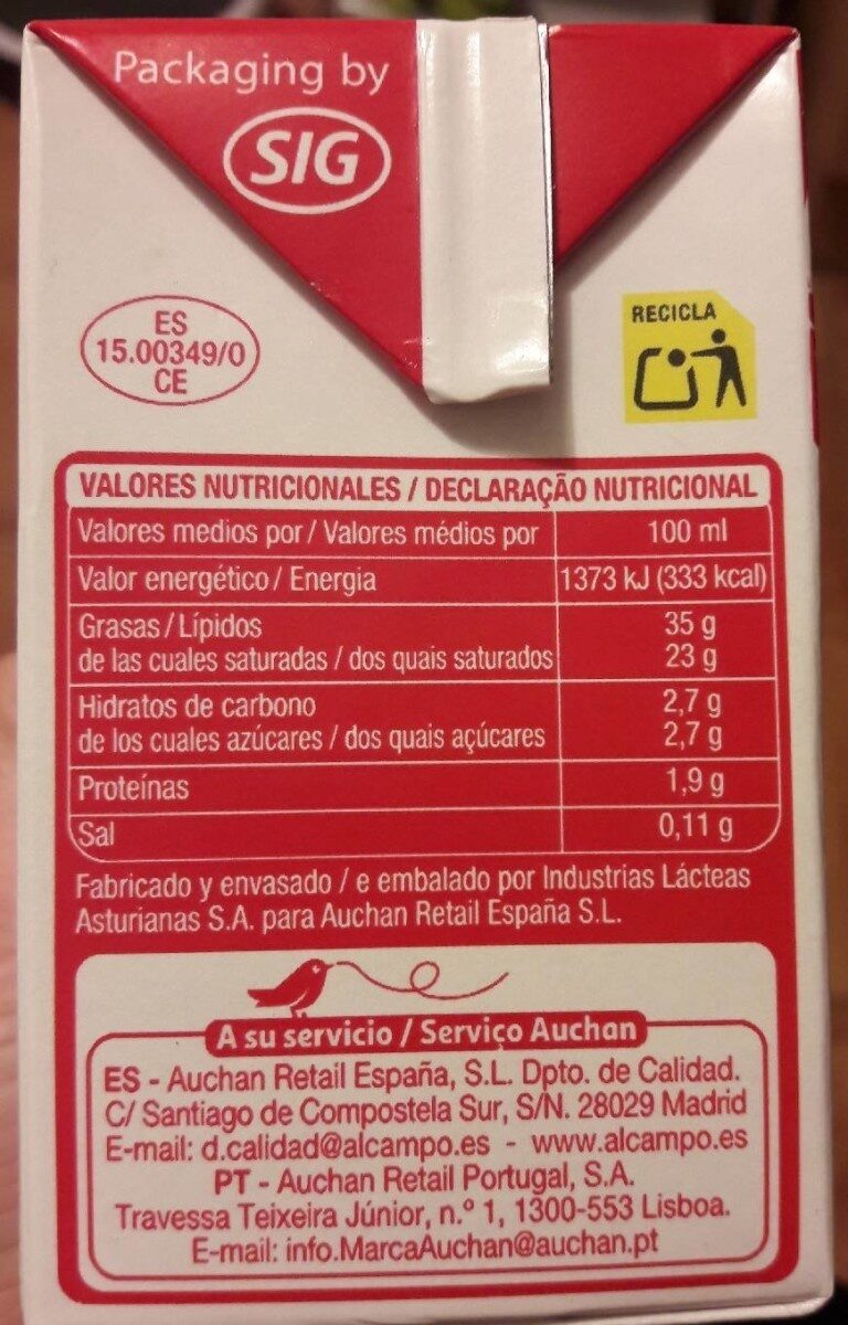 Foto da tabela nutricional