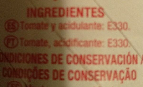 Foto da lista de ingredientes