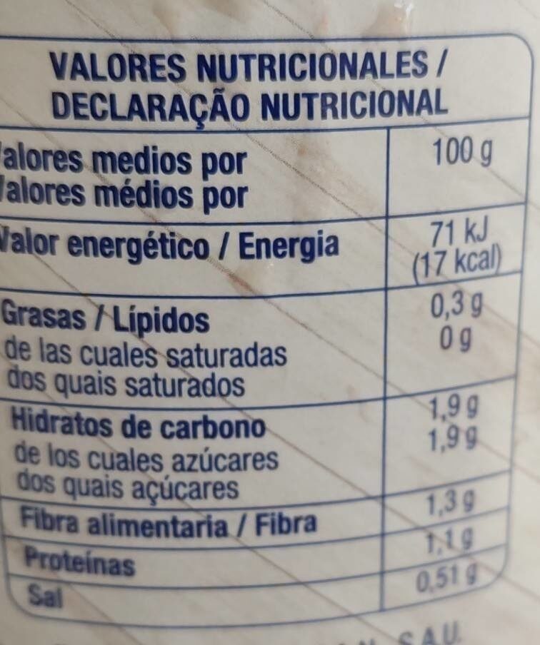Foto da tabela nutricional