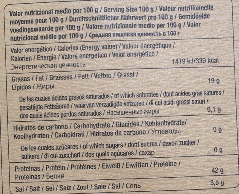 Foto da tabela nutricional