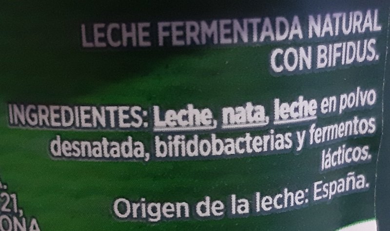 Foto da lista de ingredientes