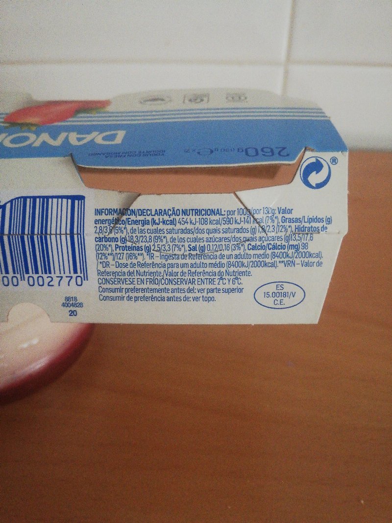 Foto da lista de ingredientes