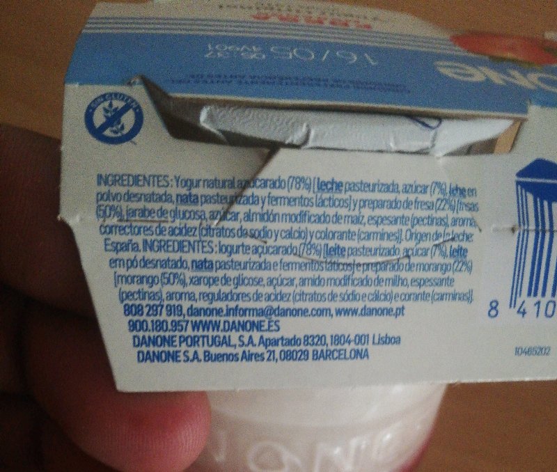 Foto da tabela nutricional