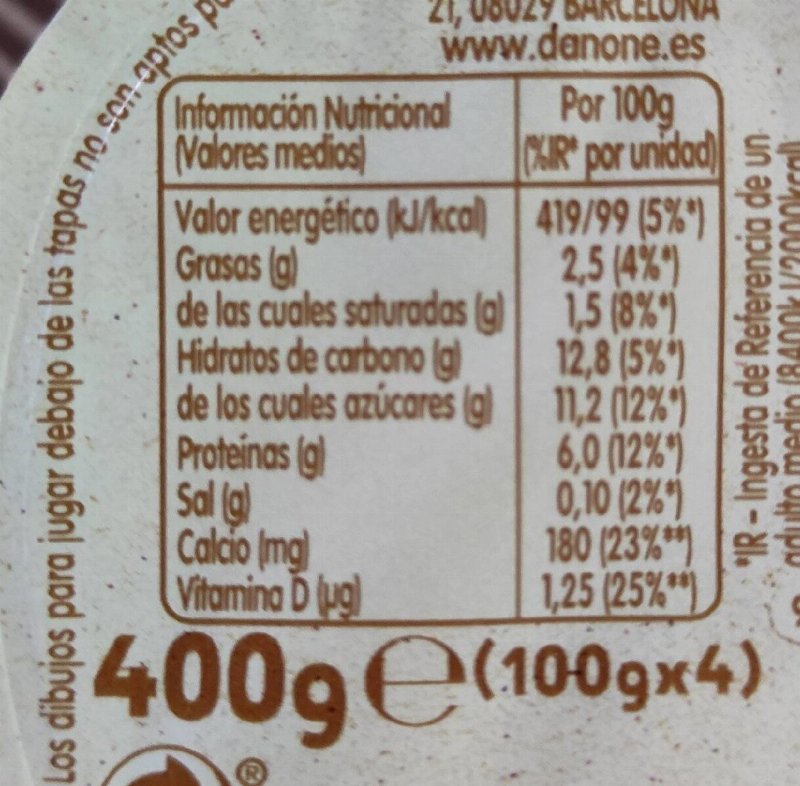 Foto da tabela nutricional