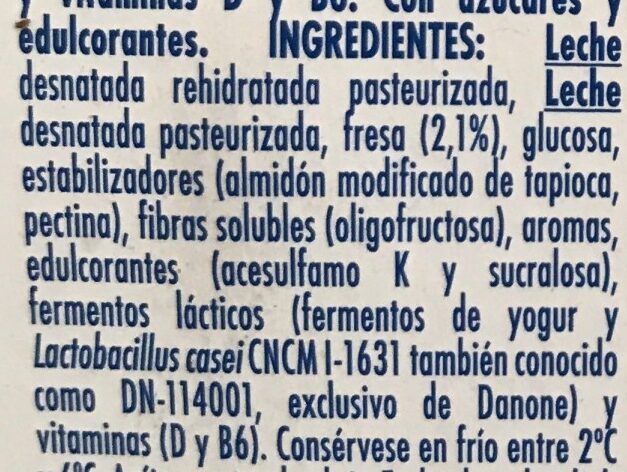 Foto da lista de ingredientes