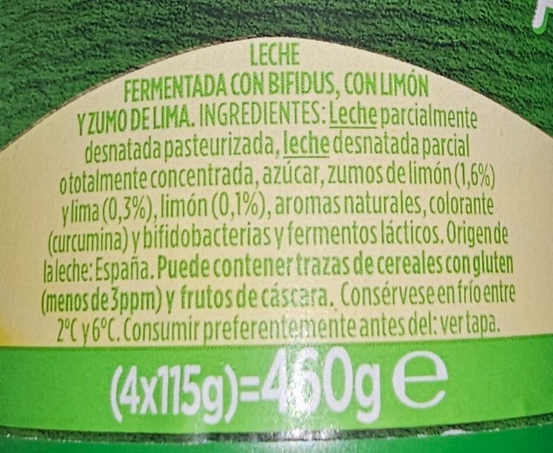 Foto da lista de ingredientes