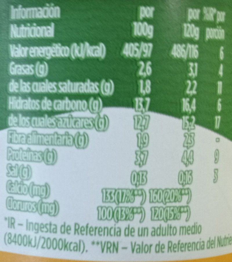 Foto da tabela nutricional