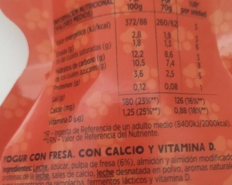 Foto da tabela nutricional