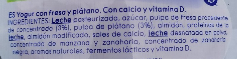 Foto da lista de ingredientes