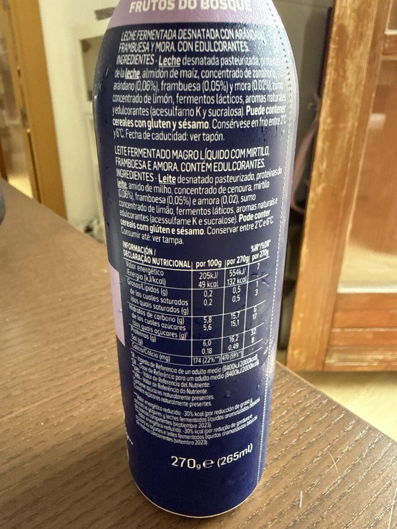 Foto da tabela nutricional
