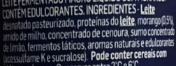 Foto da lista de ingredientes