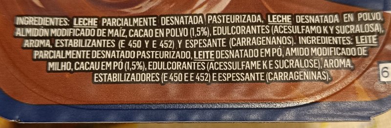 Foto da lista de ingredientes