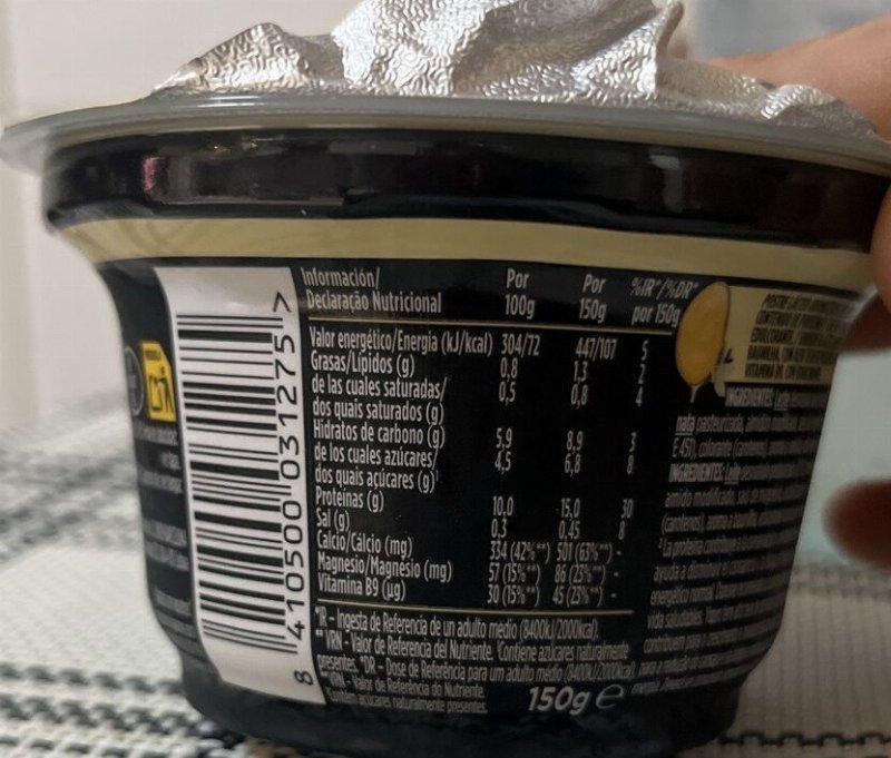 Foto da tabela nutricional