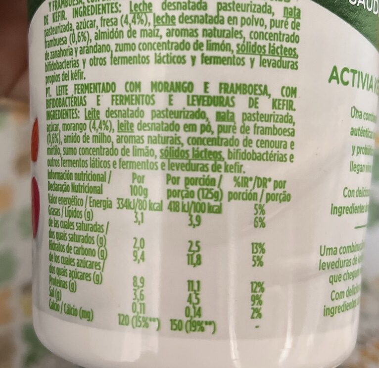 Foto da tabela nutricional