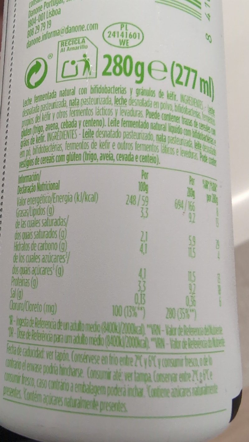 Foto da tabela nutricional