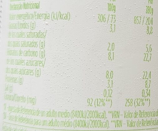 Foto da tabela nutricional