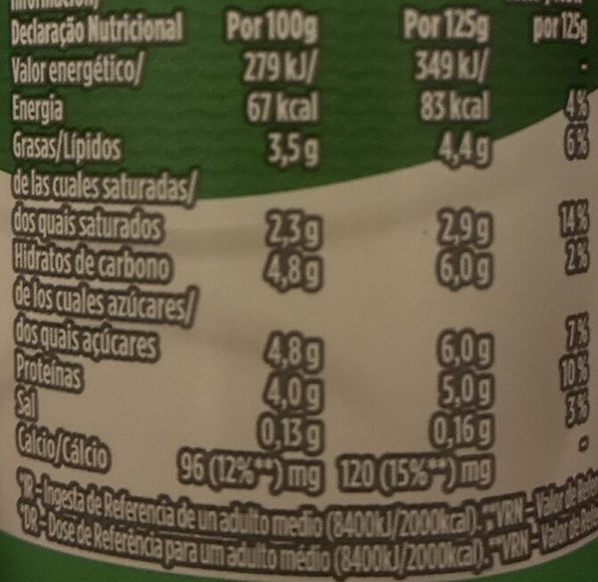 Foto da tabela nutricional