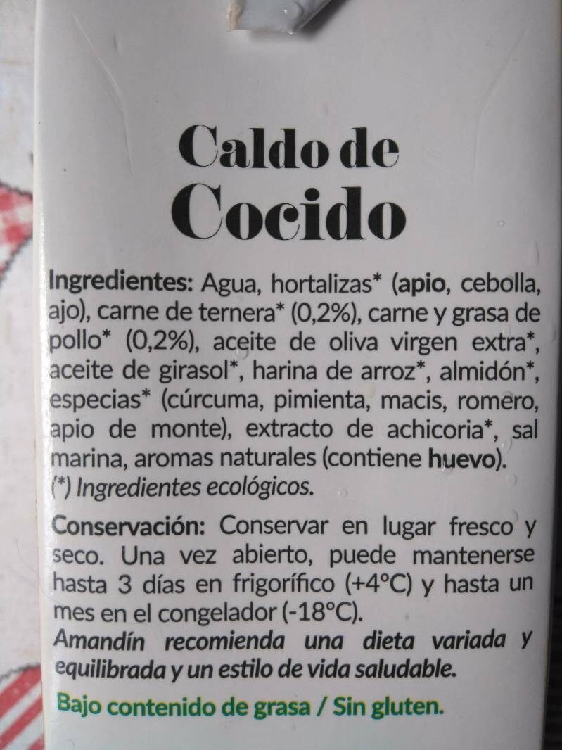 Foto da lista de ingredientes