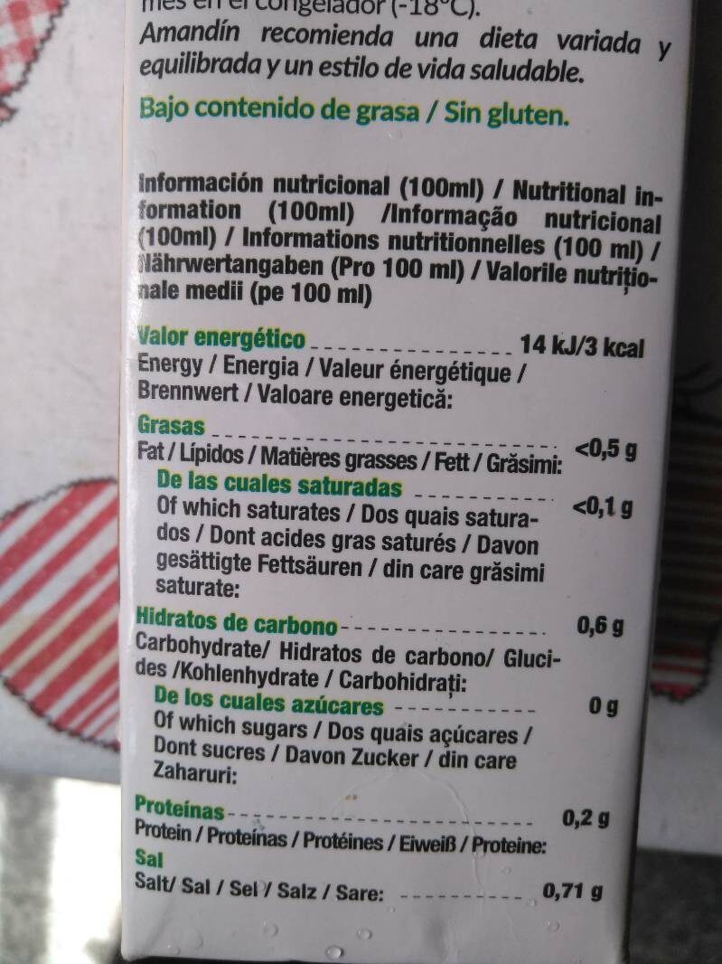 Foto da tabela nutricional
