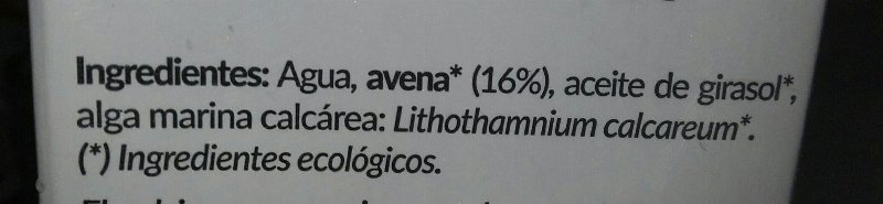 Foto da lista de ingredientes