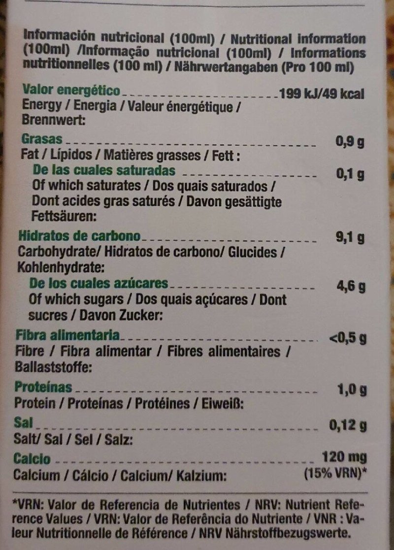 Foto da tabela nutricional
