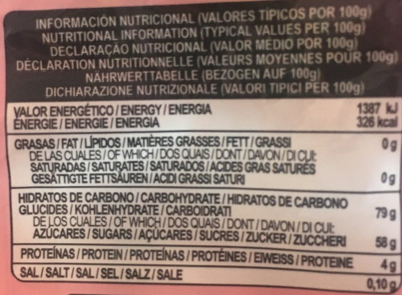 Foto da tabela nutricional