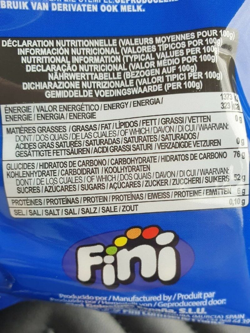 Foto da tabela nutricional
