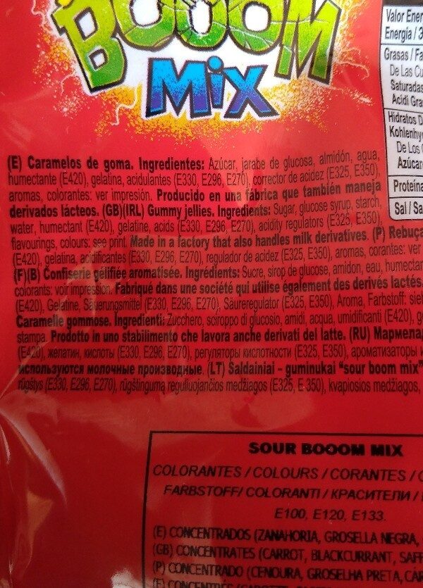Foto da lista de ingredientes