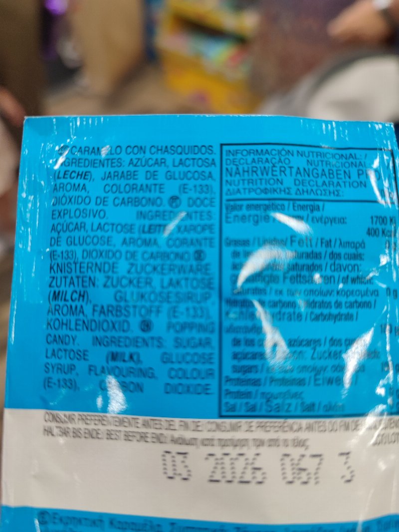 Foto da lista de ingredientes