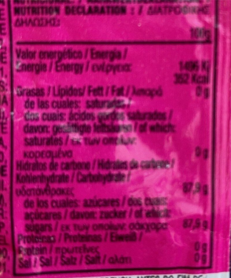 Foto da tabela nutricional