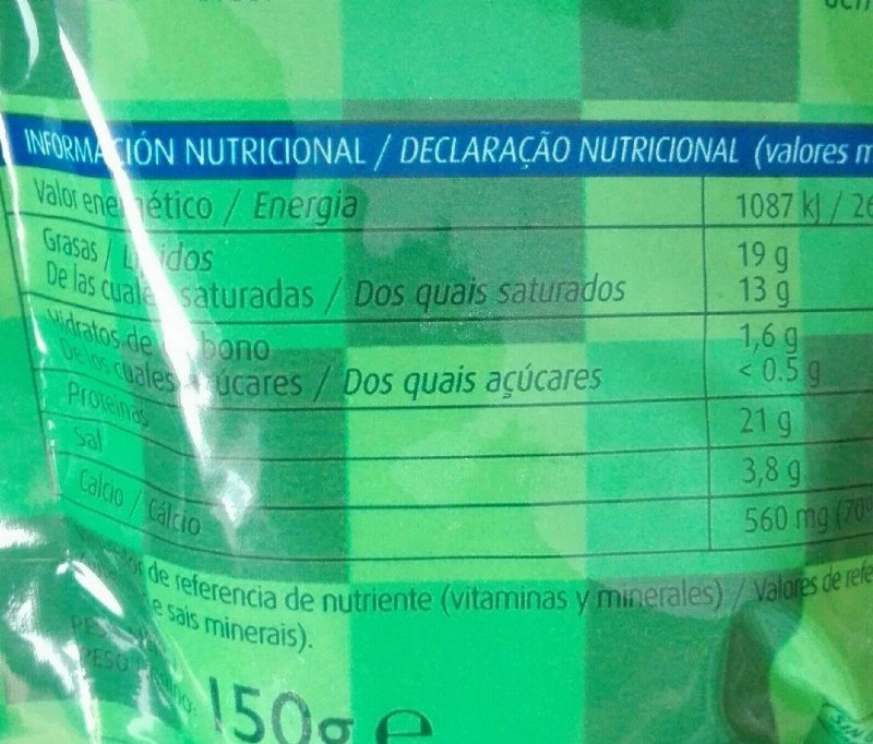 Foto da tabela nutricional