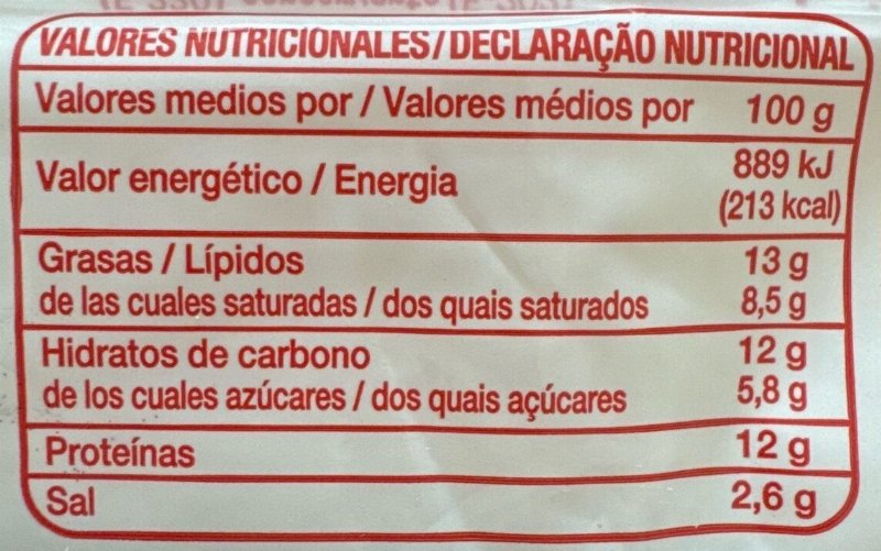 Foto da tabela nutricional