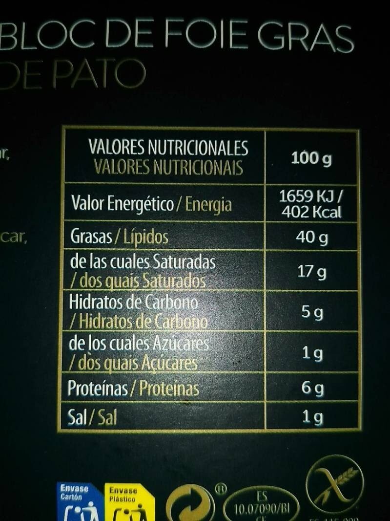 Foto da tabela nutricional