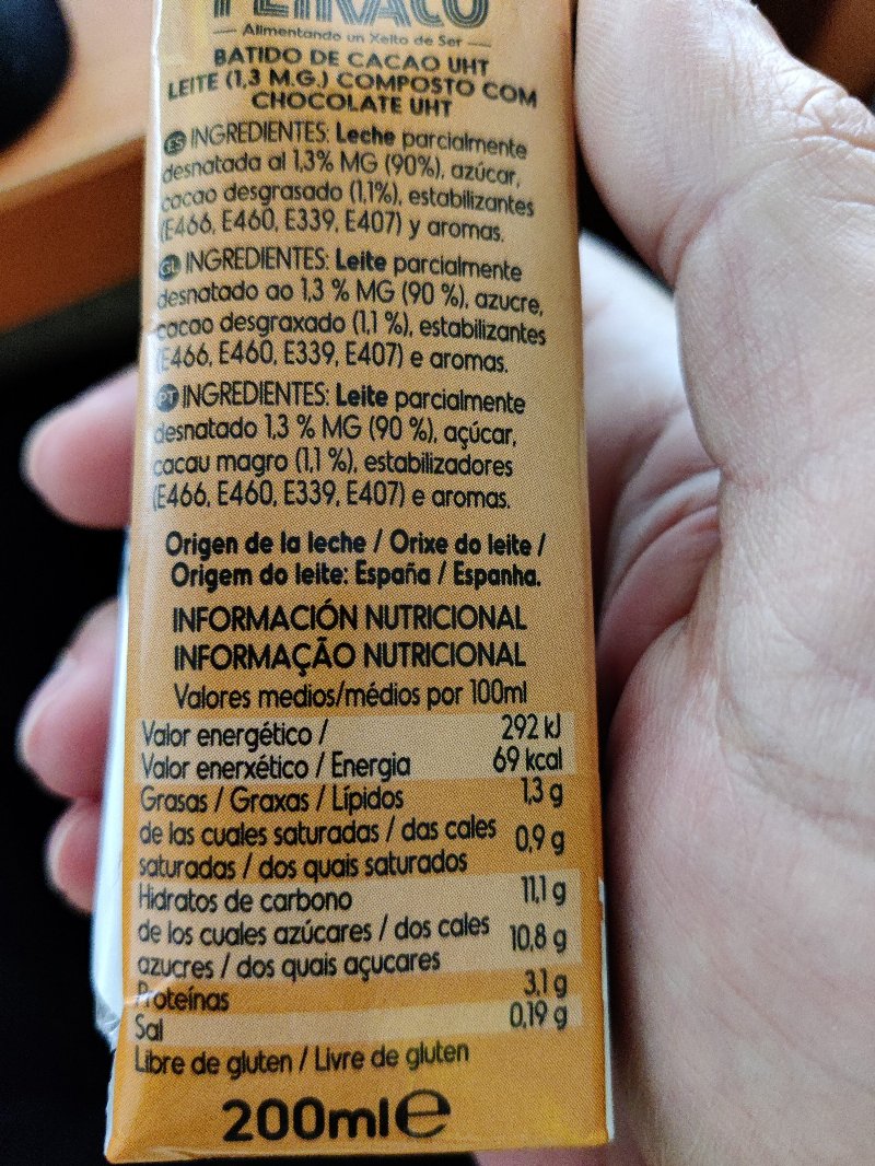 Foto da lista de ingredientes