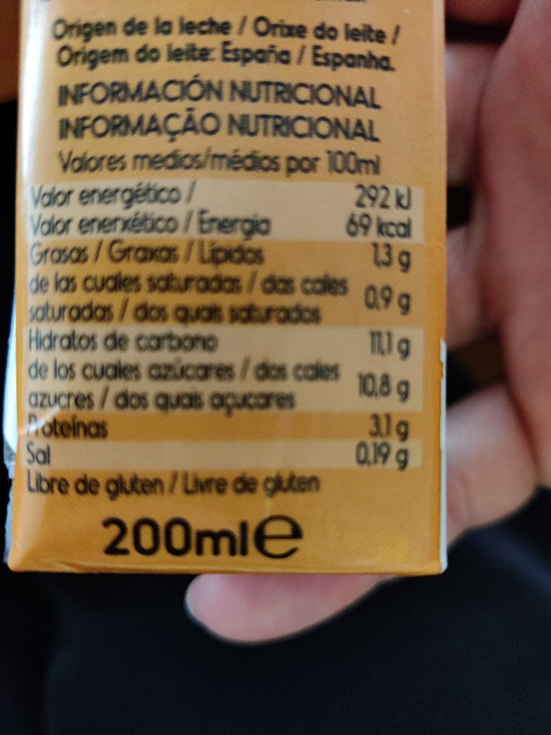 Foto da tabela nutricional