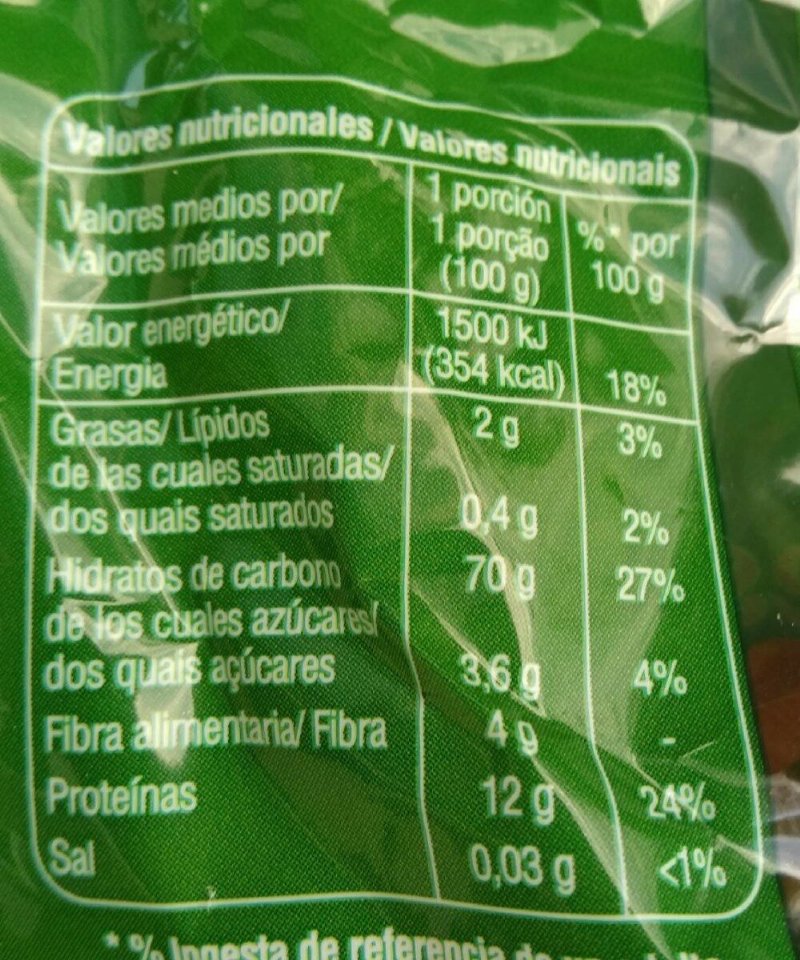 Foto da tabela nutricional