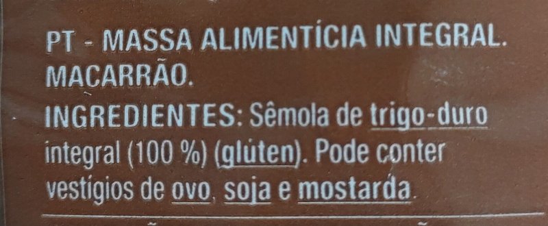 Foto da lista de ingredientes