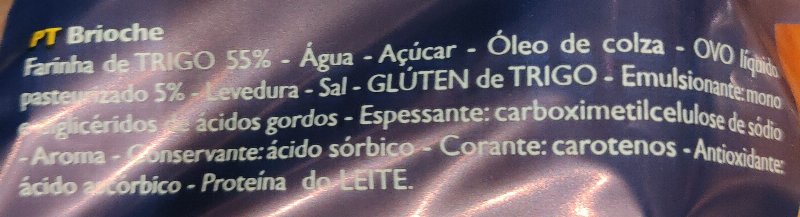 Foto da lista de ingredientes