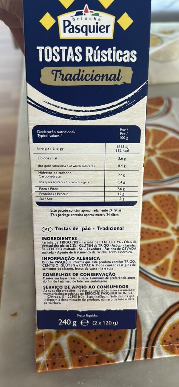 Foto da tabela nutricional
