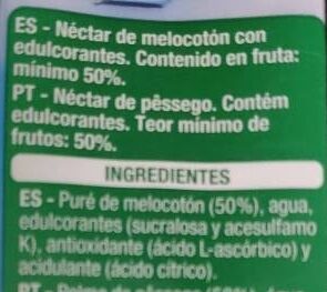 Foto da lista de ingredientes