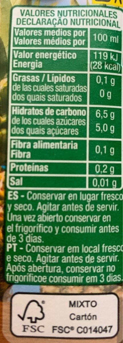 Foto da tabela nutricional